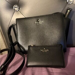 Kate Spade Elegant Black Crossbody Bag and Wallet